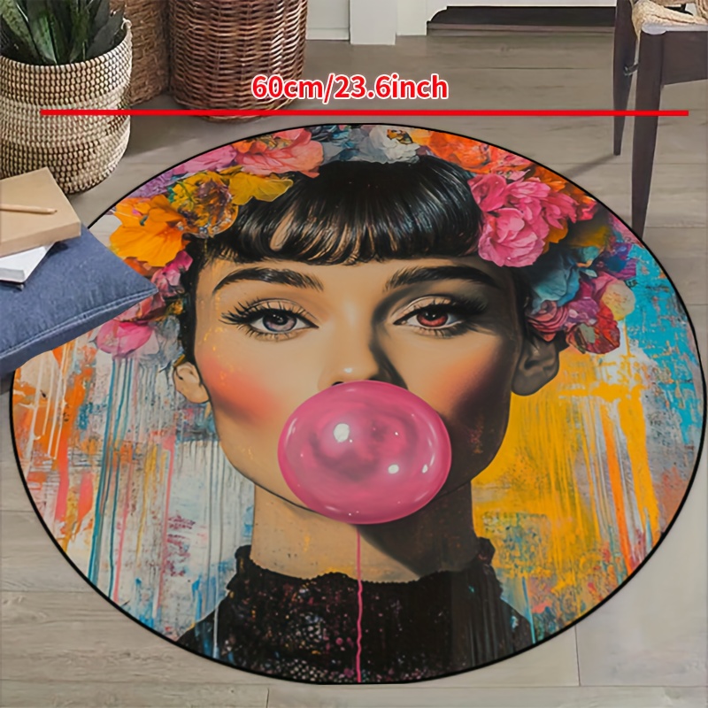 Karpet Bulat Motif Wanita Seni - Bubble Gum Machine ulasan dan harga